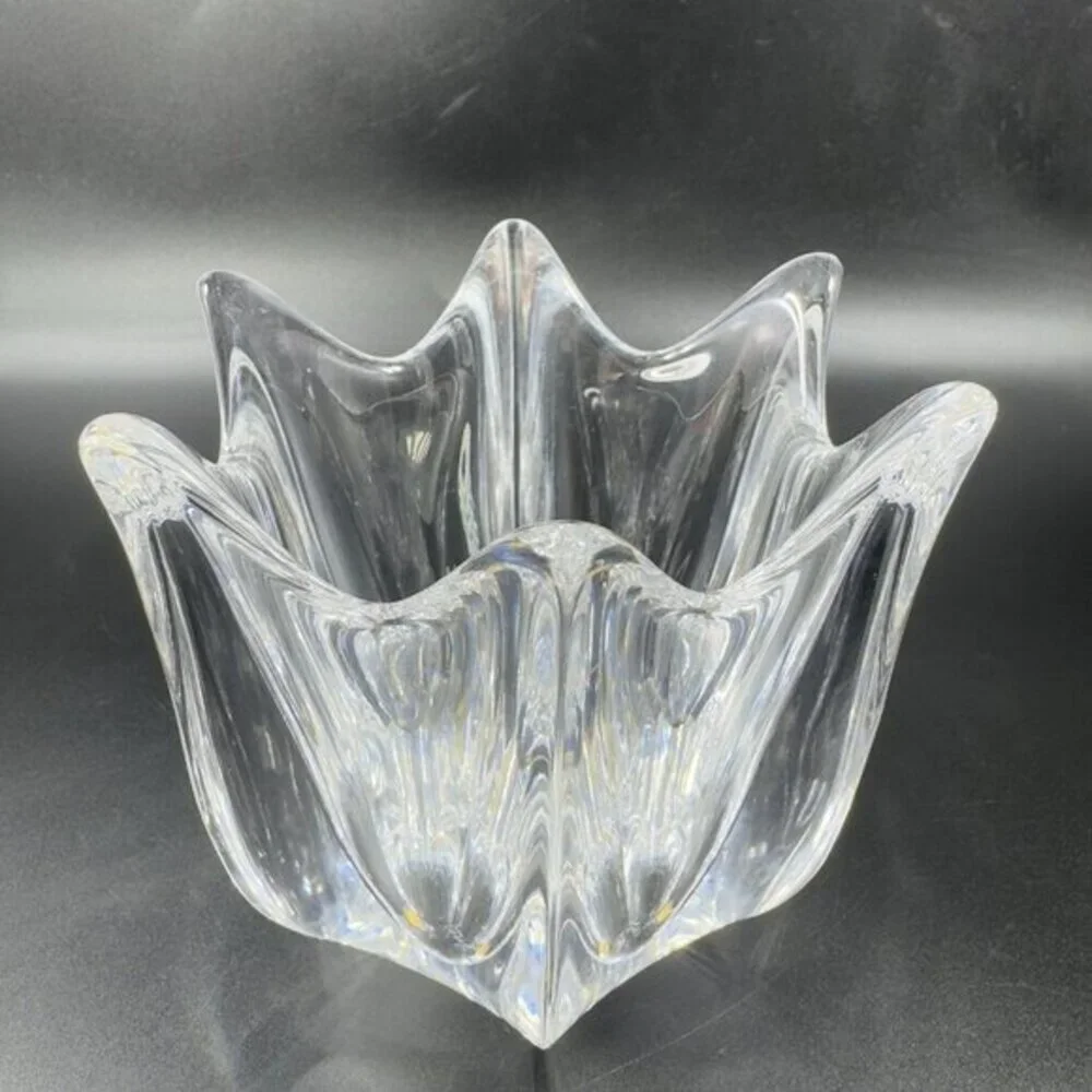 Vintage Orrefors Belle Clear Heavy Single‎ Candle Holder Votive Dish Bowl Signed